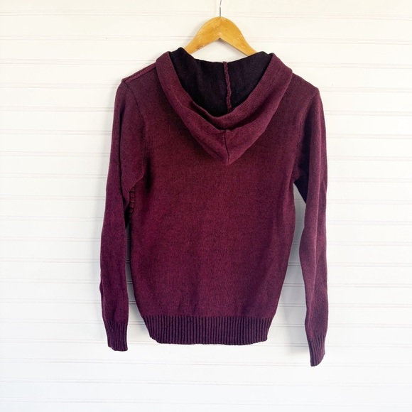 Burgundy Knit Hoodie Sweater - Picture 2 of 6